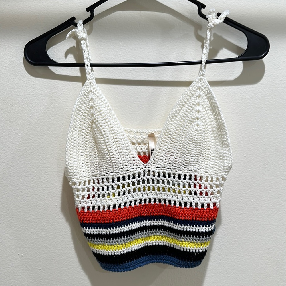 Colorful crochet tie top